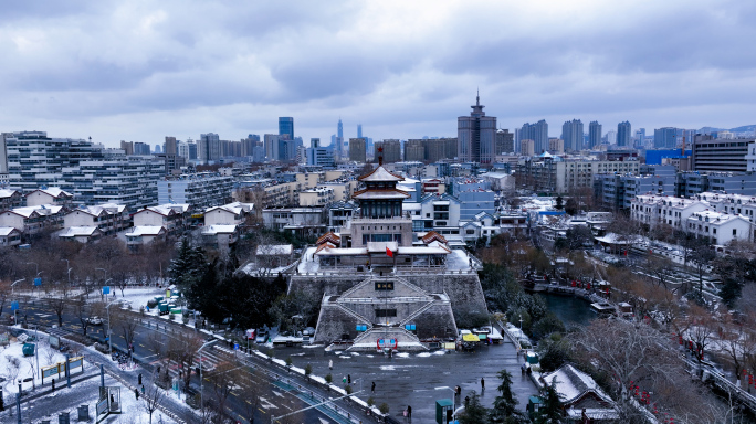 解放阁雪景