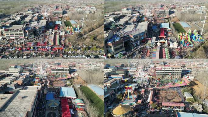 河南开封尉氏春节过年游乐场吃喝玩乐航拍