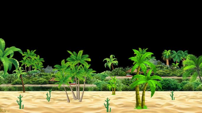沙滩椰子树仙人掌透明通道