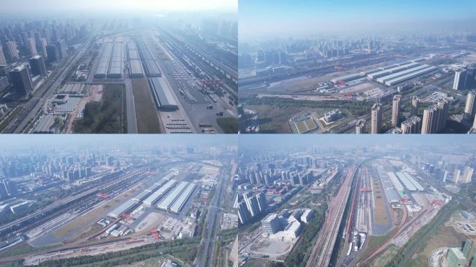 铁路货物运输货运杭州北货场全景物流运输