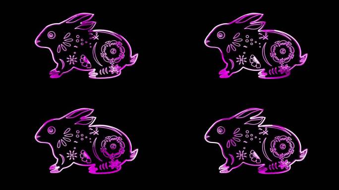 粉紫色兔子透明通道视频2-循环