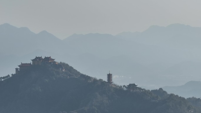 航拍浙江绍兴会稽山香炉峰实拍原素材