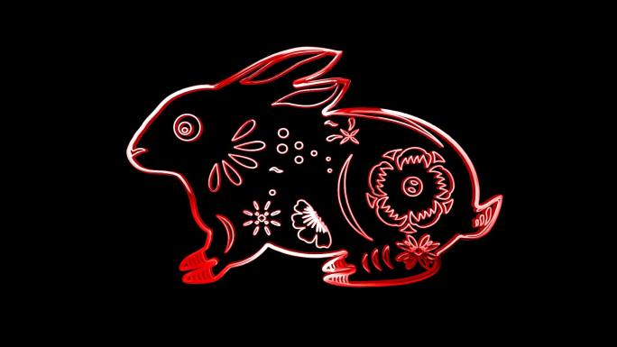 红色兔子透明通道视频2-循环