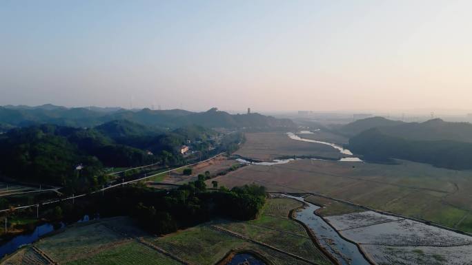 d-009航拍乡村公路田野丘陵