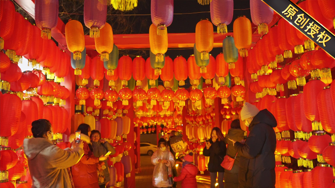 元宵节花灯节日人群