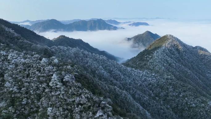 莽山国家森林公园雾凇云海航拍