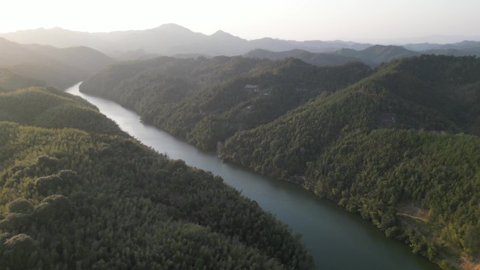 大气山河绿水青山黄昏夕阳