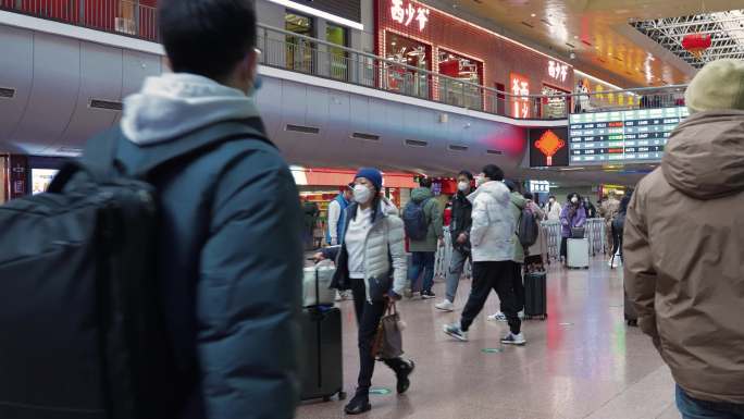 【慢动作】北京西站火车站高铁站春运 4K