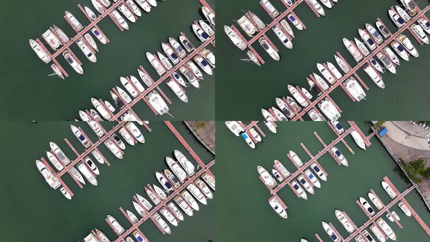 4K航拍海南三亚游艇码头——俯拍2023