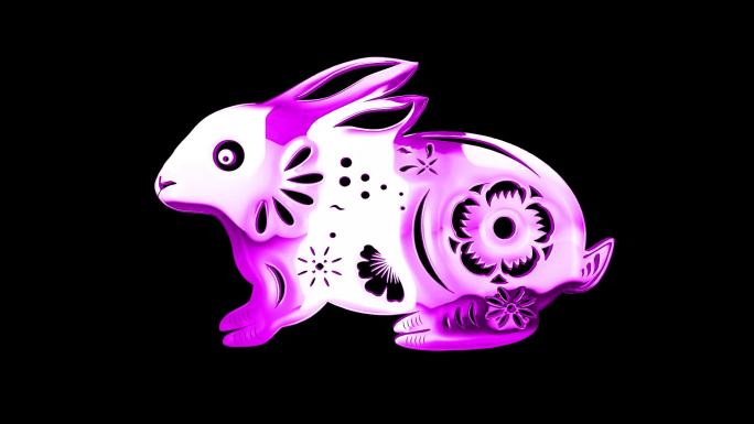 粉紫色兔子通道视频-循环