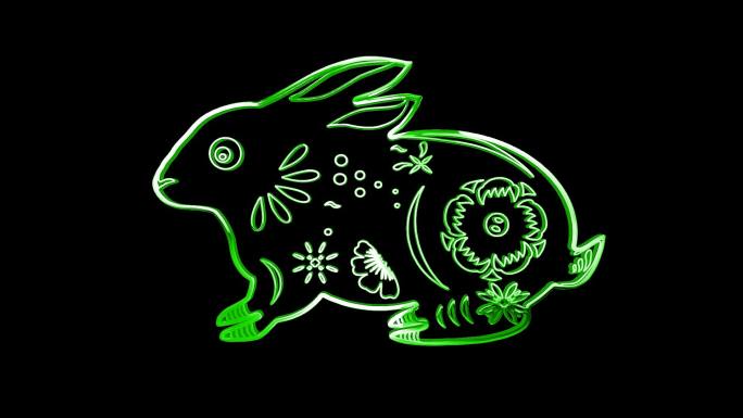 绿色兔子透明通道视频2-循环
