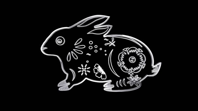 银色兔子透明通道视频2-循环