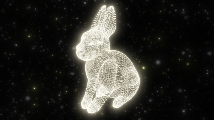 点线汇聚金色兔子粒子【透明通道】