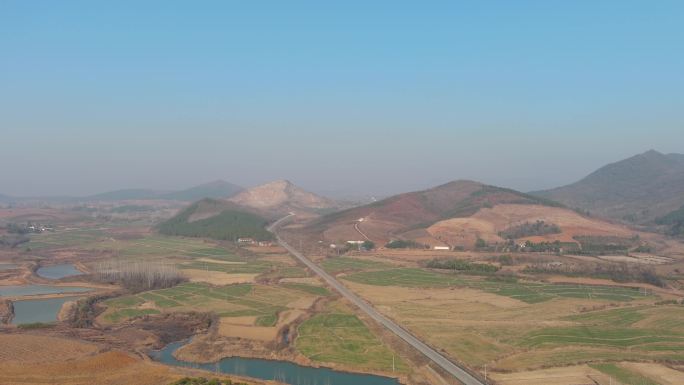 湖北荆门市京山市农村山区水库航拍