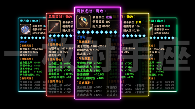 游戏装备属性展示AE模板