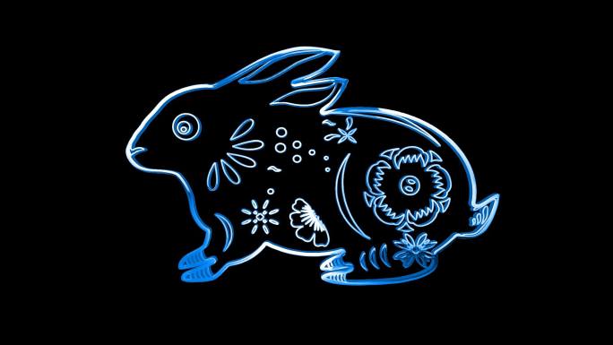 蓝色兔子透明通道视频2-循环