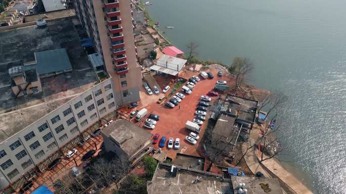 d-013航拍乡镇公路楼房民房河流