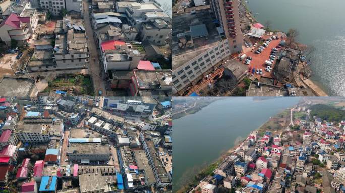 d-013航拍乡镇公路楼房民房河流