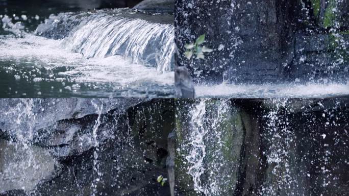 瀑布升格瀑布水花山野山泉泉水流水水流环保