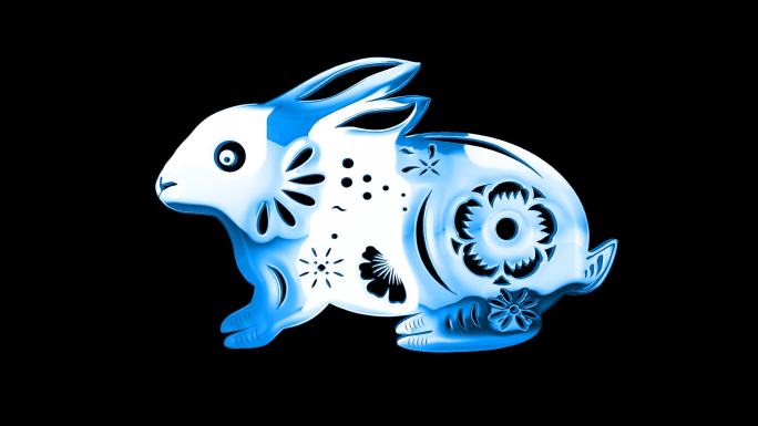 蓝色兔子通道视频-循环