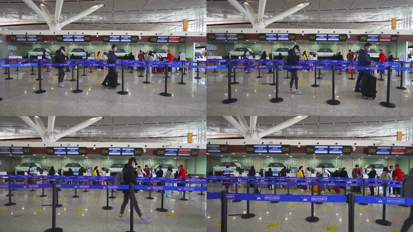 贡嘎机场候机大厅 候机大厅 机场排队检票