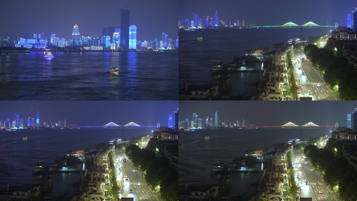 武汉长江夜景城市夜景