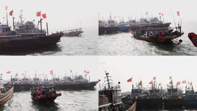渔船 码头 国旗 大海