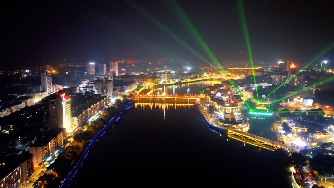 生态旅游城市雨城雅安唯美璀璨夜景航拍素材