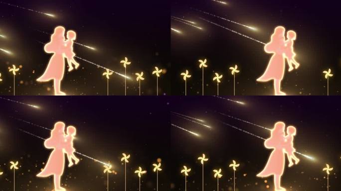 LED舞蹈演出唯美母亲星空风车