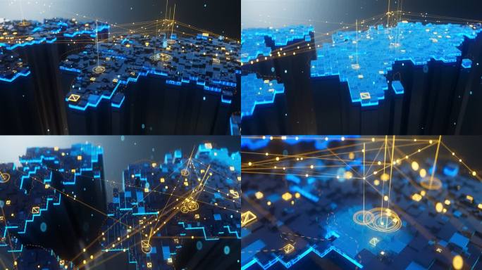 高端简洁科技地图连线C4D工程