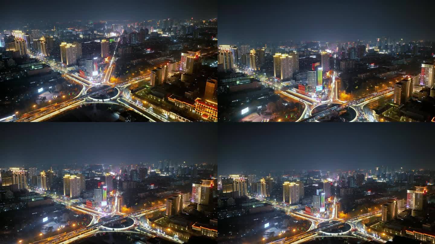 4K繁华城市立交夜景航拍