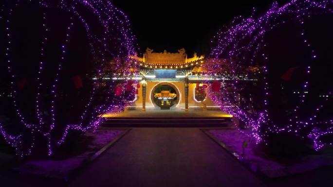 夜景游览酒泉公园灯火西北彩灯