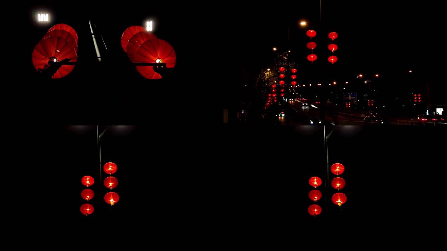 夜晚街头红灯笼