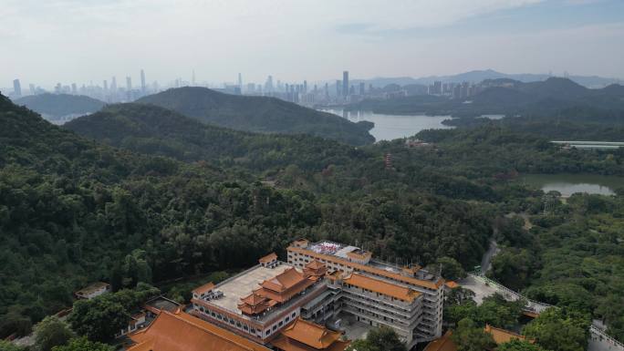 深圳仙湖植物园弘法寺航拍