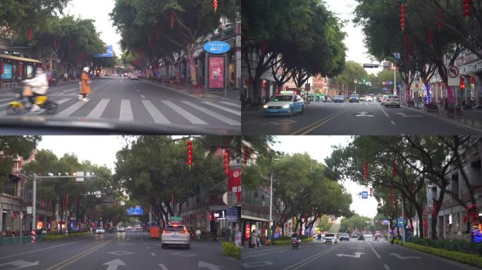 城市道路开车汽车行驶行车记录仪驾驶视角