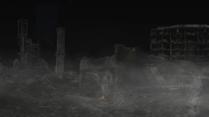 化工厂废墟地震场景视频
