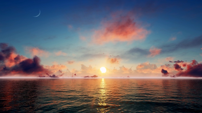 海天一色唯美海上日出黎明曙光视频素材