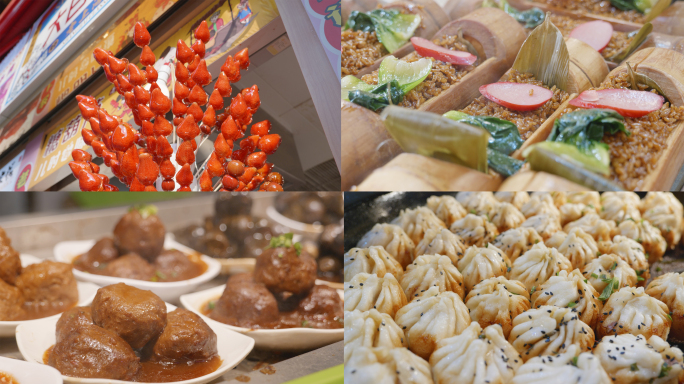 上海城隍庙小吃上海风味美食小吃城地摊经济