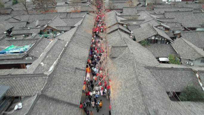 航拍阆中古城中天楼风景