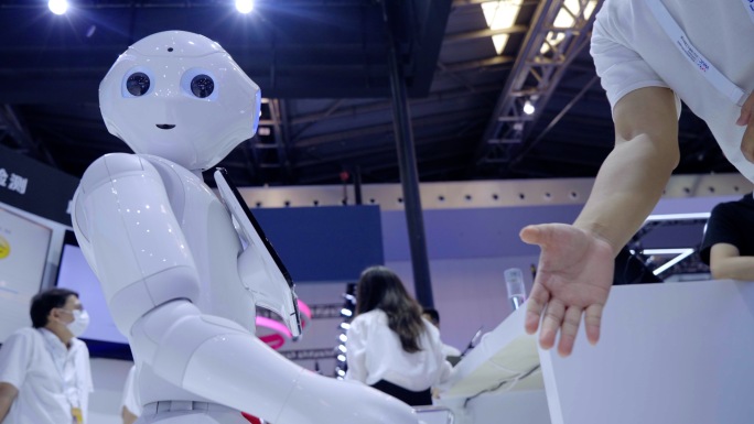 人工智能 机器人-人与机器人握手
