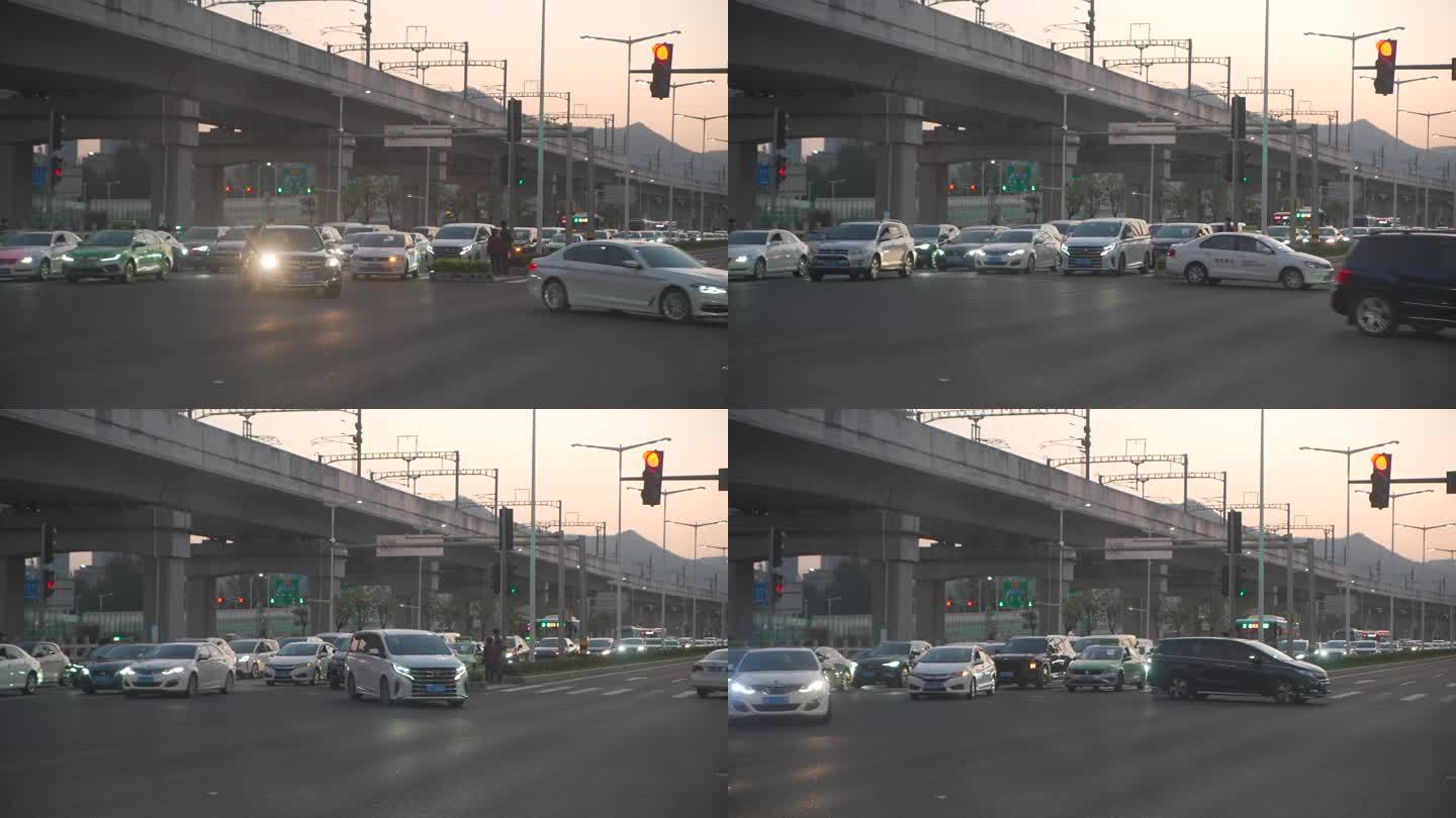 【4K原创】小汽车过红绿灯