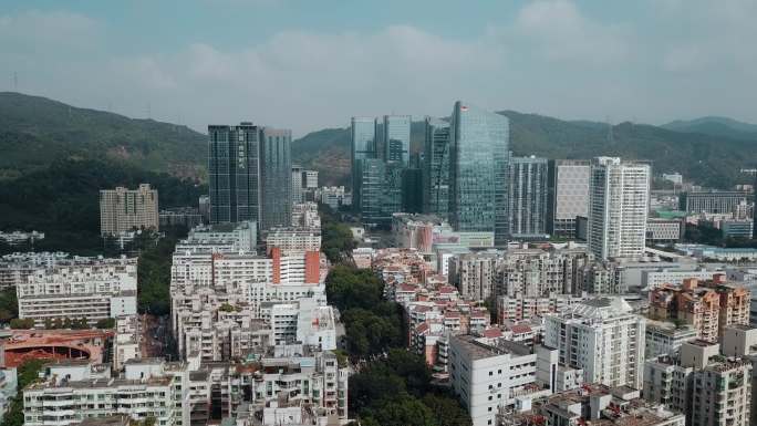 城市改造深圳福田区街景高楼近景