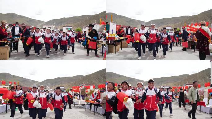 向镜头奔跑 西藏学生向镜头奔跑 藏族学生