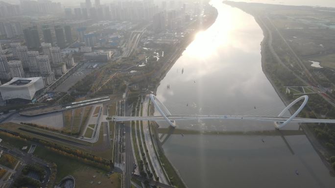 江苏南京之眼步行桥航拍 (2)