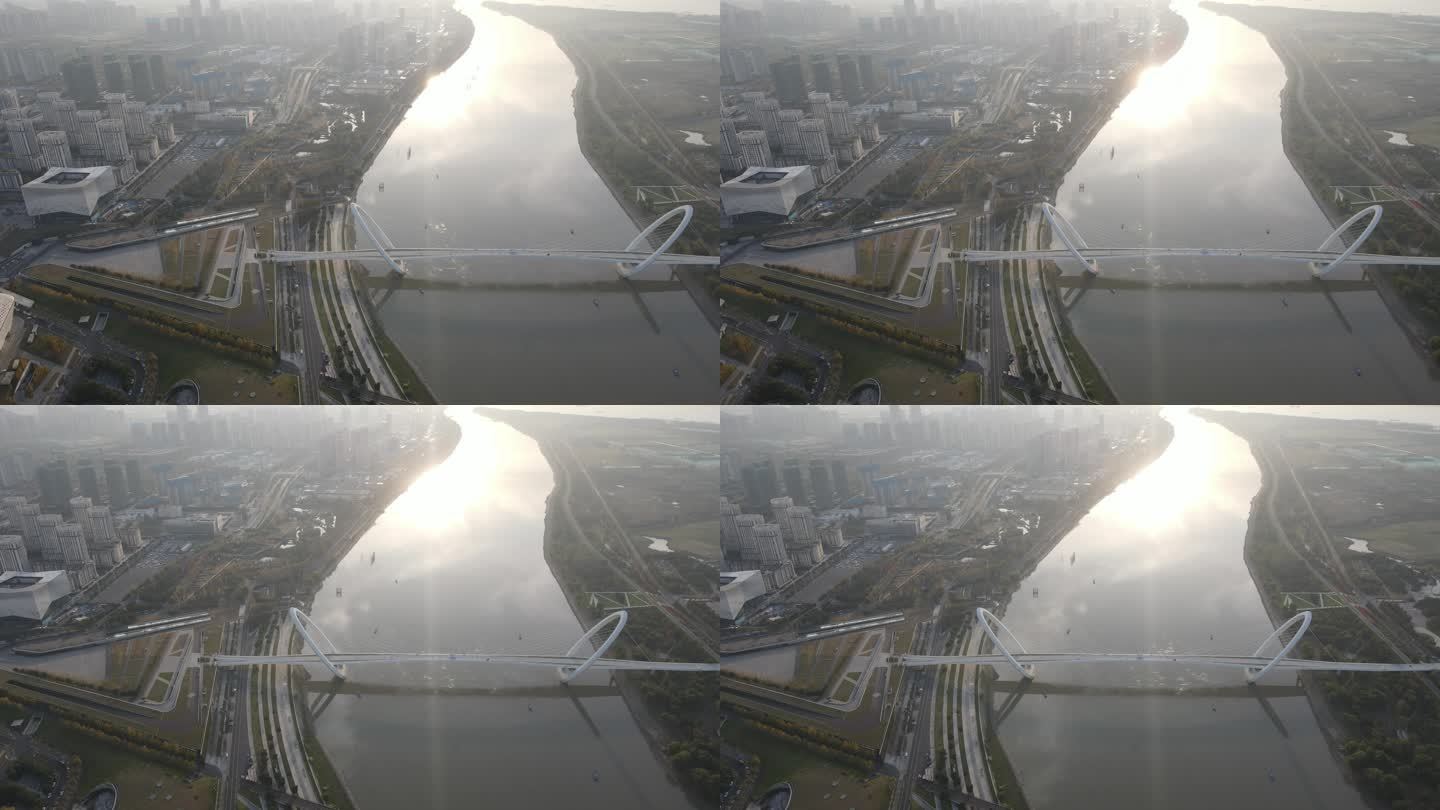 江苏南京之眼步行桥航拍 (2)