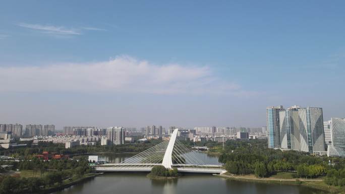 河南郑州龙子湖大桥航拍