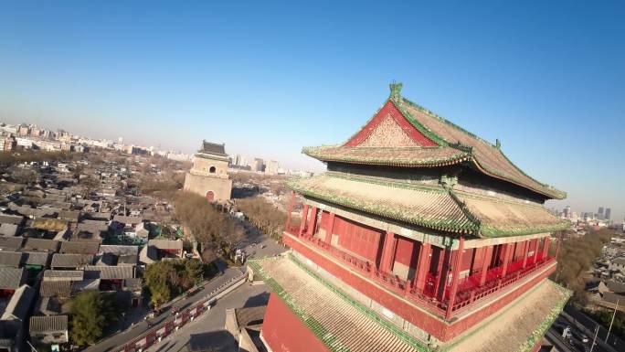 北京鼓楼航拍钟鼓楼航拍中轴线地标皇城