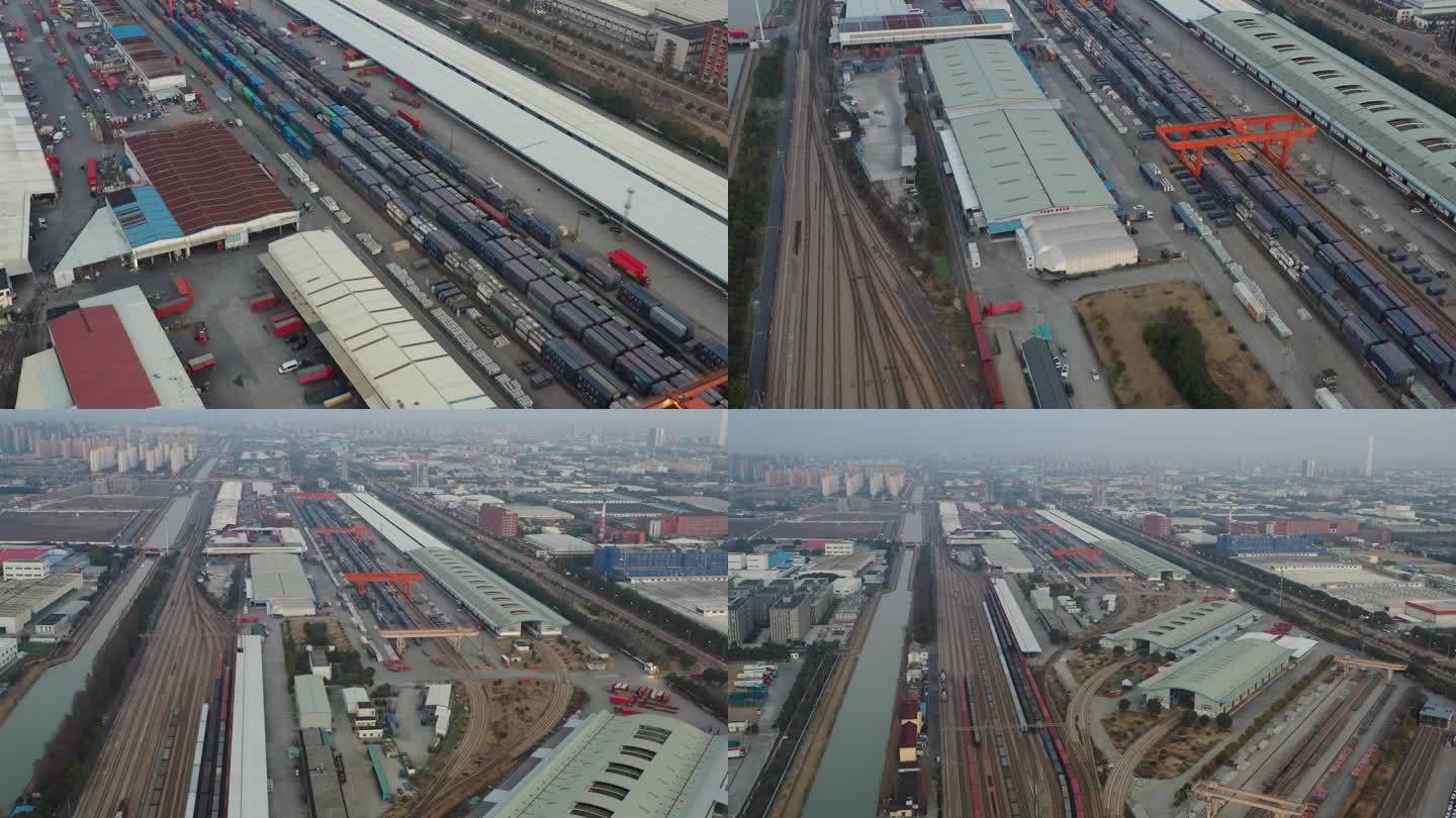 4K原素材-航拍上海闵行站货场