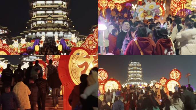 人山人海 春节灯会 春节夜市 节日气氛