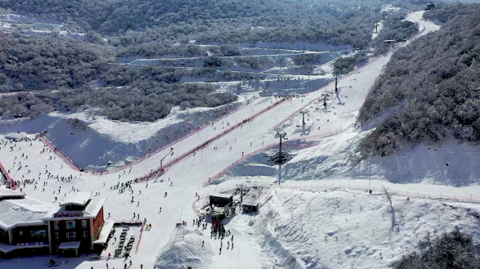 茂县太子岭滑雪场航拍素材4K